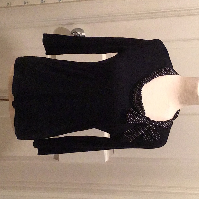 Navy Blue Silk And Cotton Sweater With Attached Silk Scarf
